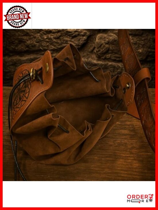 Leather Belt Pouch Medieval Costume Viking Bracer Set for Men Women main image 4